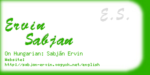 ervin sabjan business card